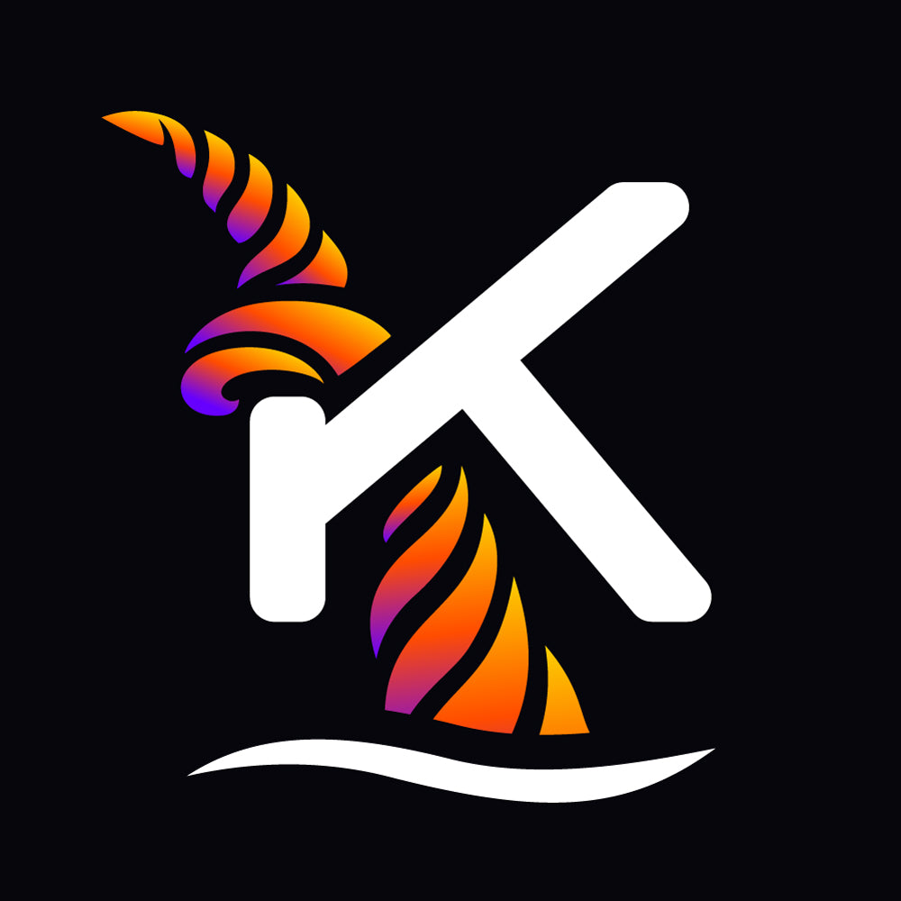 Kraken logo with a stylized letter 'K' featuring colourful tentacles on a black background